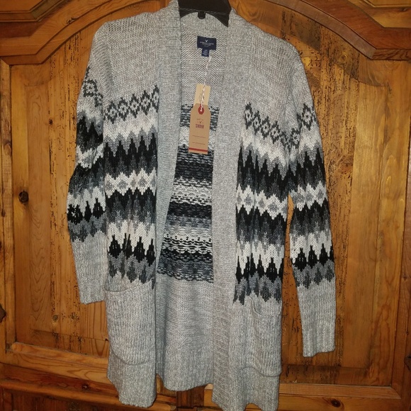 patterned cardigan sweater